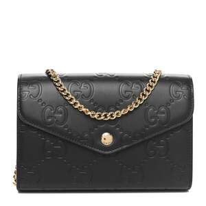 Gucci Calfskin Gg Debossed Chain Wallet #247374G10B